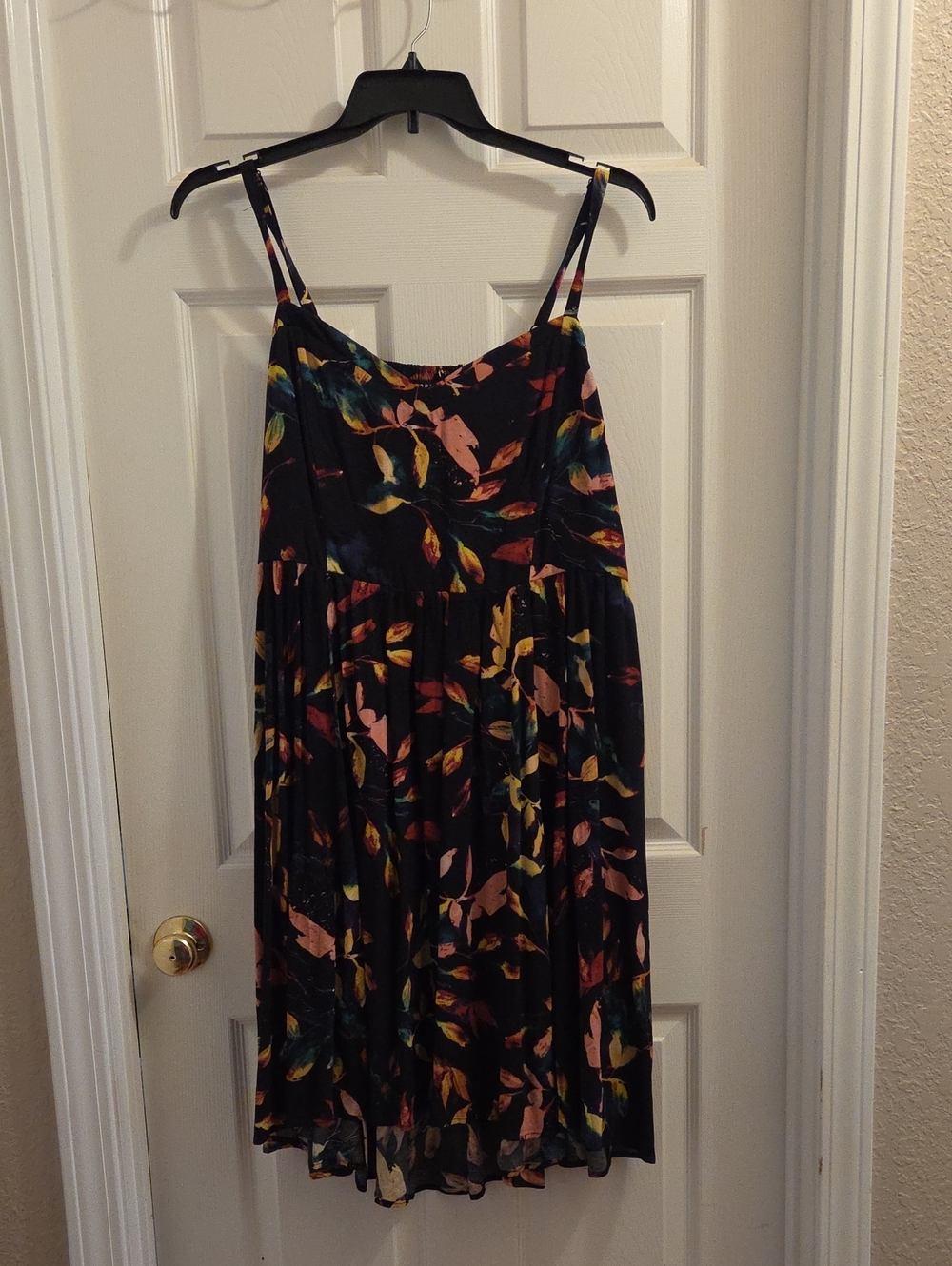 torrid Black Midi Dress with Multicolor Leaf Print